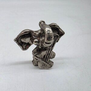 Elephant Playing Cello Pewter Figurine Miniature Collectible 1.5 Inches Tall